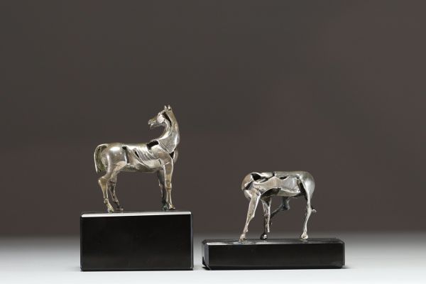 Rik POOT (1924-2007) ‘The horses’ Solid silver sculptures.