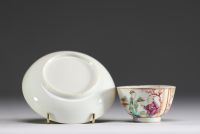 Chine - Bol et assiette en porcelaine polychrome à décor de personnages, époque Qianlong.