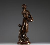 Édouard DROUOT (1859-1945) ‘La Semeuse’ Bronze proof with shaded brown patina, signed.