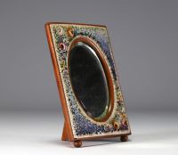 Small mirror in marquetry of micro mosaics on wood.