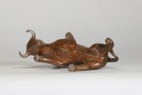 Pierre CHENET (né en 1922) – Taureau, sculpture en bronze