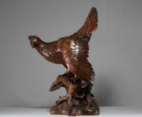 Black Forest carved wood ‘Coq de Bruyère’, glass eyes, late 19th century.