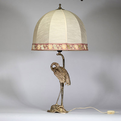 Lampe de table en bronze figurant un échassier, vers 1970
