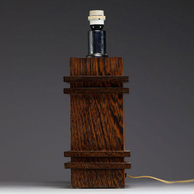 Jacques ADNET (1900-1984) attr. à - Modernist lamp base in veneer and palm wood.