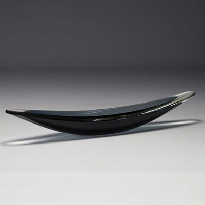 Kaj FRANCK (1911-1989) ‘LANSETTI’ Transparent and grey glass pocket tidy, model KF219 - NUUTAJÄRVI-NOTSJÖ, 1957.