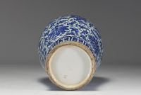 China - A transitional-period blue-white porcelain vase decorated with flowers.
