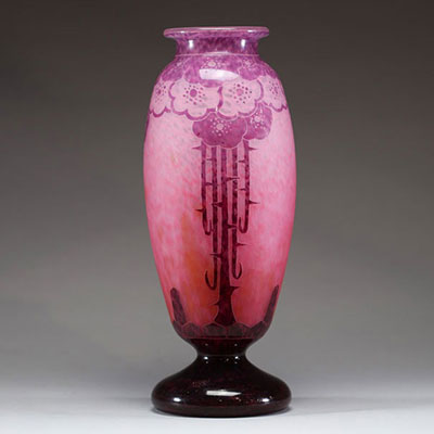 Le Verre Français - Vase gravé à l'acide  
