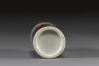 Chine - Tabatière en porcelaine polychrome bleu et rouge de fer à décor d'un pêcheur sur un lac, dynastie Qing.