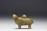 China - Very rare and exceptional celadon jade elephant, SHANG dynasty.