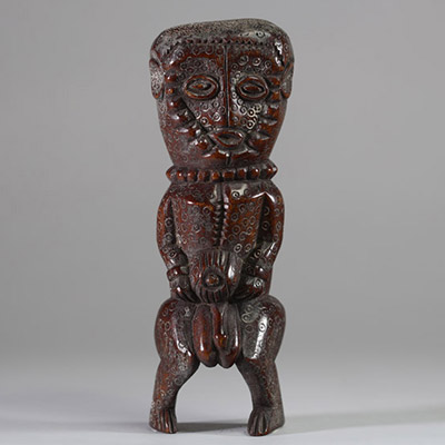 : Statue anthropomorphe Lega / Wabembe, RD Congo, os. Collecté sur site par A.S., St Idesbald, début des années 1950. H : 23 cm