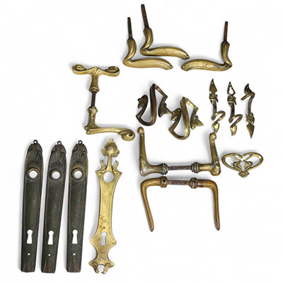 Ensemble de quincaillerie de portes – Art nouveau – Belgique 1900