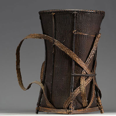 Vietnam - Woven bamboo back basket for collecting tea leaves.