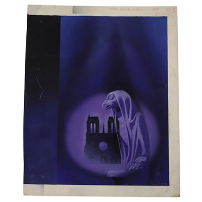 Henri Lievens (1920–2000) – Gouache originale Projet de couverture pour Histoire secrète de Paris / La ville dont le prince est le Démon Gilette Ziegler – Marabout Fantastique n°418, 1972 Œuvre originale unique – Illustration préparatoire pour une couverture effectivement publiée  Artiste : Henri Lievens (1920–2000) Titre : Histoire secrète de Paris Auteur : Gilette Ziegler Éditeur : Bibliothèque