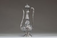 Verseuse ottomane en argent repoussé à décor floral, poinçon au crabe, Maitre orfèvre Ernest Bousset 1913, France.