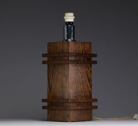 Jacques ADNET (1900-1984) attr. à - Modernist lamp base in veneer and palm wood.