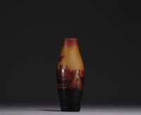 D'ARGENTAL - A rare acid-etched multi-layered glass vase with Alsatian stork decoration, signed.