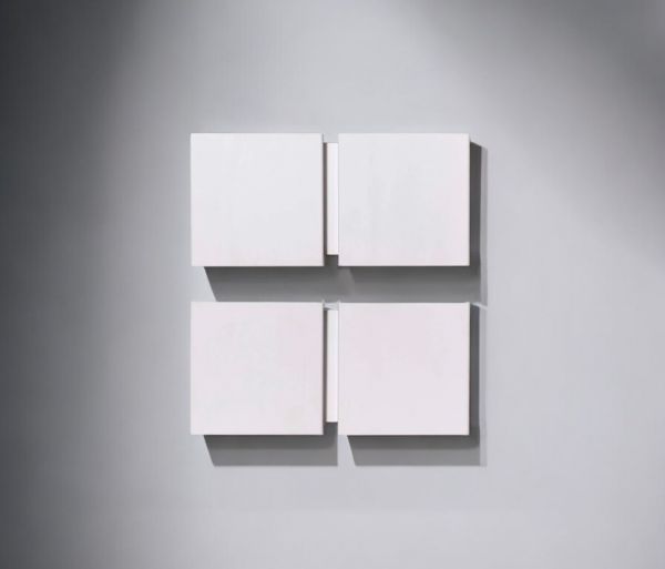 Christophe GEVERS (1928 - 2007) Pair of Square 2G wall lights in white lacquered metal.