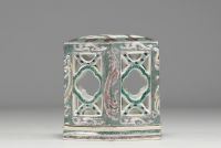 China - Perfume burner in green family porcelain with dragon decoration, 19th century.