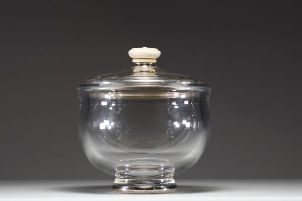 Wolfers - Blown crystal and silver biscuit box, hallmarked Wolfers, circa 1930.