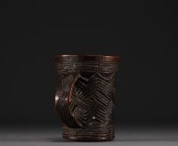 Choppe à vin de palme en bois sculpté Kuba, début XXe siècle.
