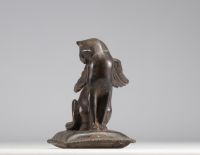 Pierre CHENET (XX-XXIe siècle) Chat ailé en Bronze