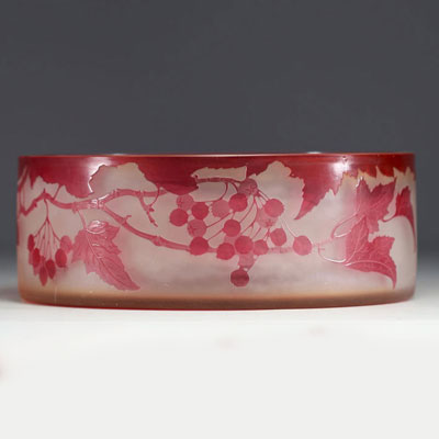 Émile GALLÉ (1846-1904) Acid-etched multi-layered glass bowl decorated with a rowan tree, signed.