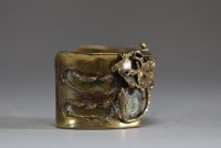 Pal KEPENYES KOVACS (1926-2021) Bracelet manchette cinétique brutaliste en bronze et laiton, vers 1970.