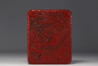 Asia - Red lacquer box decorated with a Phoenix.