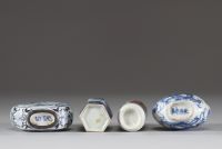 Chine - Ensemble de 4 tabatières en porcelaine et émaux, XIXe-XXe siècle.