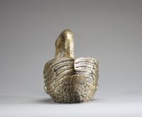 Mauro MANETTI (1946) Cygne, seau à glace en métal argenté et doré, vers 1970, signé.