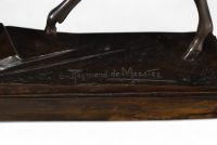 Raymond de Meester (1904–1995) « Cavalier oriental sur un chameau » – Sculpture monumentale en bois sculpté  Sculpture de grande dimension en bois finement sculpté représentant un cavalier arabe en ma
