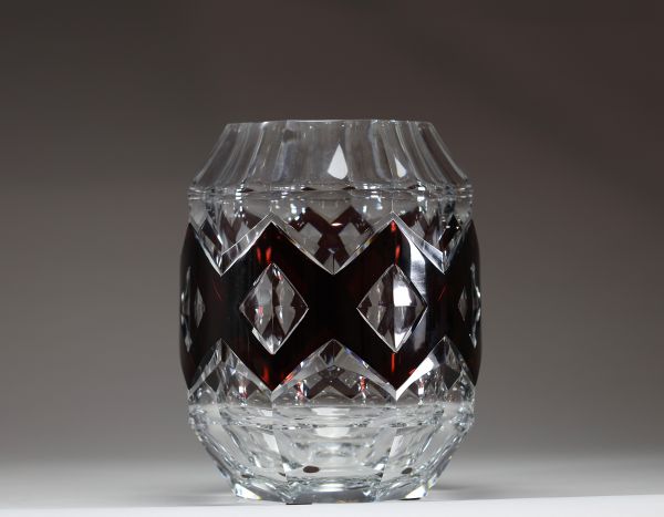 Val Saint Lambert - Grand vase Art Déco en cristal doublé, modèle Tripoli.