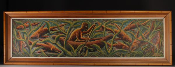 Oil on canvas - Mwenze Kibwanga ( 1925 +1999) 