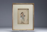 Japon - Rosetsu NAGASAWA (1754-1799) Dessin à l'aquarelle et à l'encre sur papier.