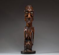 Îles de Pâques - Rapa Nui - Statue figurative Hooper Moai Kavakava en bois sculpté, début XXème.