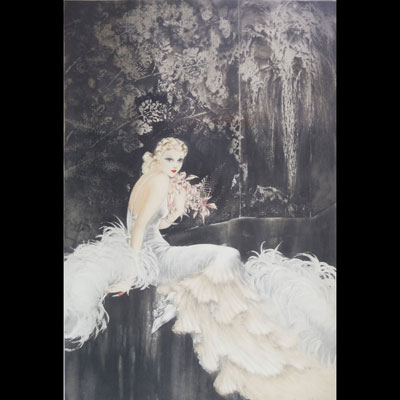 Louis ICART (1888-1950) ‘La dame à l'orchidée’ Lithograph, signed in pencil lower right.