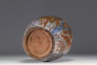 Francesco BENEDETTI (XXth) - Pupil of Arthur CRACO - Rare enamelled stoneware vase, circa 1900-20.