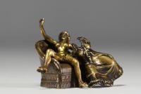 Bronze érotique à système travail Viennois, signature illisible, XIXème.