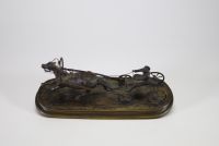 Russie, fin XIXᵉ siècle Attelage à troïka – Bronze signé Woerffel à Saint-Pétersbourg  Sculpture figurant un attelage russe à troïka La terrasse est signée en creux 