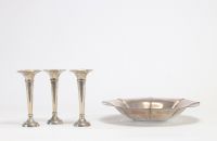 Philippe WOLFERS (1858-1929) Ensemble comprenant une coupe en argent et trois vases.