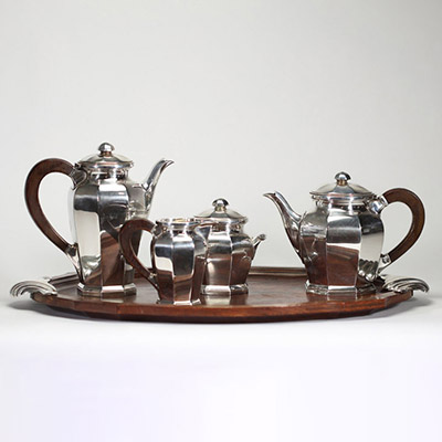 SERVICE À CAFÉ ART DÉCO EN ARGENT MASSIF, VERS 1930