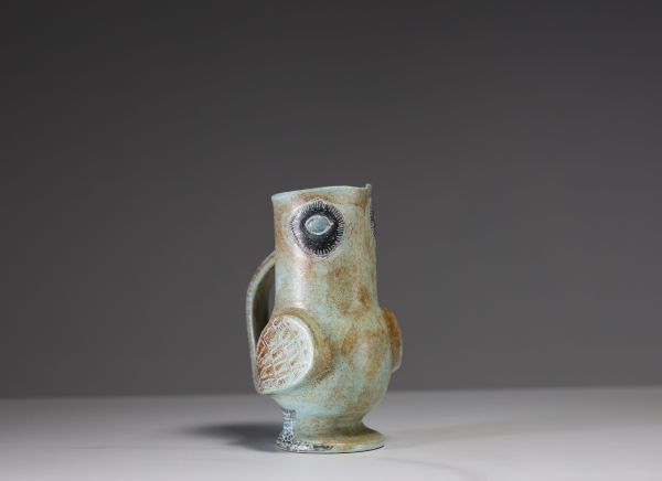 Marcel GUILLOT (1910-1985) Glazed ceramic ‘Hibou’ jug, circa 1950, signed under the base.