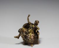 Bronze érotique à système travail Viennois, signature illisible, XIXème.