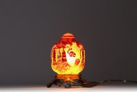 Charles SCHNEIDER (1881-1953) Le Verre Français Nightlight - Acid-etched multi-layered glass nightlight with bell decoration, signed.