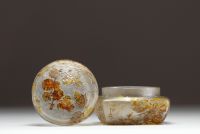 DAUM Nancy - Box in frosted acid-etched glass decorated with a murier tree, signed.