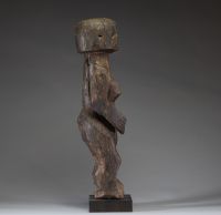Afrique - Grande statue Chamba en bois dense et ancien, Nigéria, 1ère moitié XXème ou antérieur.
