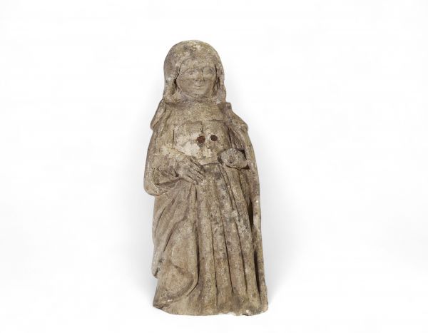 Sculpture de sainte en pierre calcaire, France, XVIe siècle