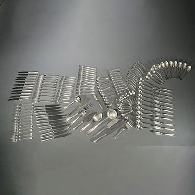 Christofle - Art Deco silver-plated kitchen set, Luc LANEL model, 167 pieces.