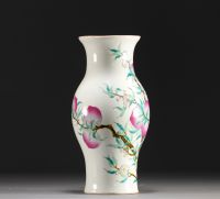 China - Porcelain vase with nine peaches design, famille rose, Qing period.