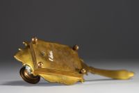 Hand candlestick in enamelled cloisonné bronze and miniature on porcelain, 19th century.